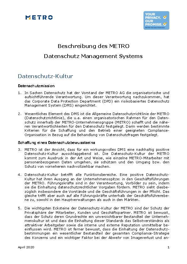 METRO Datenschutz Management System