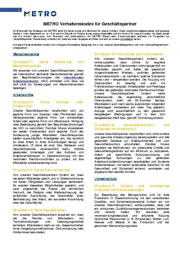 Verhaltenscodex für Geschäftspartner