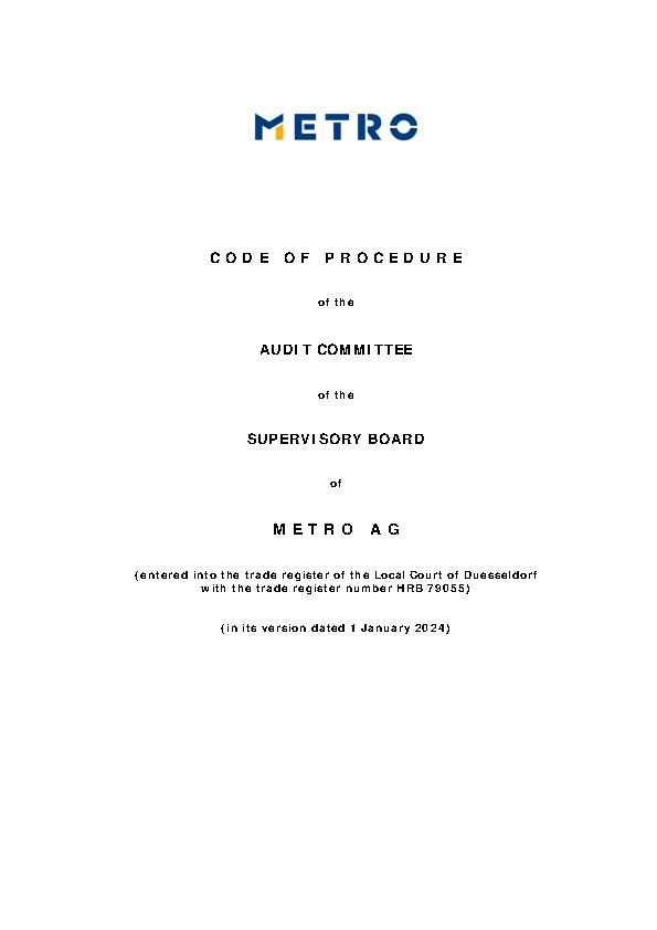 Code of Procedure of the Audit Committee of the Supervisory Board of METRO AG