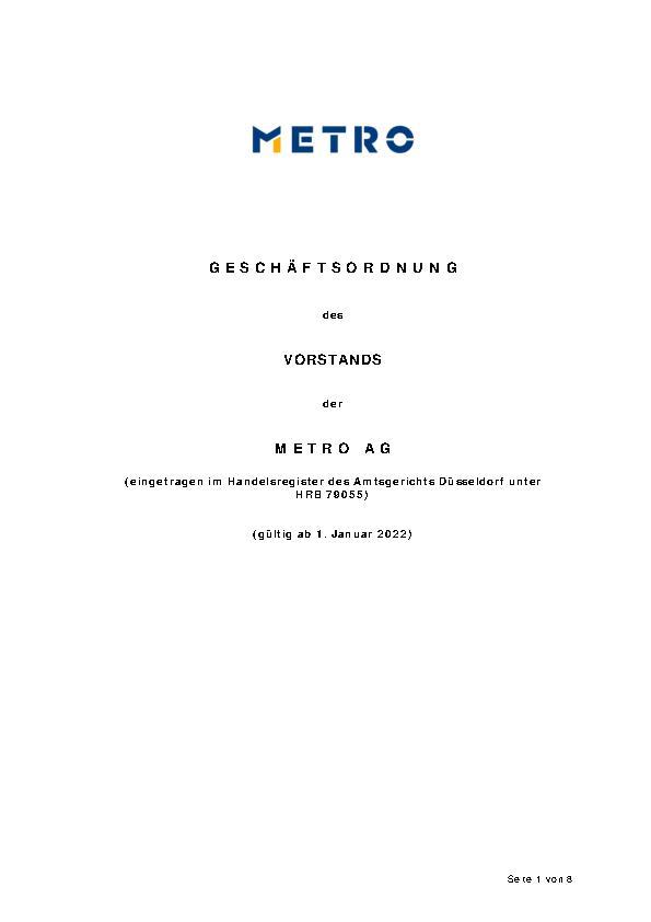 Geschäftsordnung des Vorstands der METRO AG